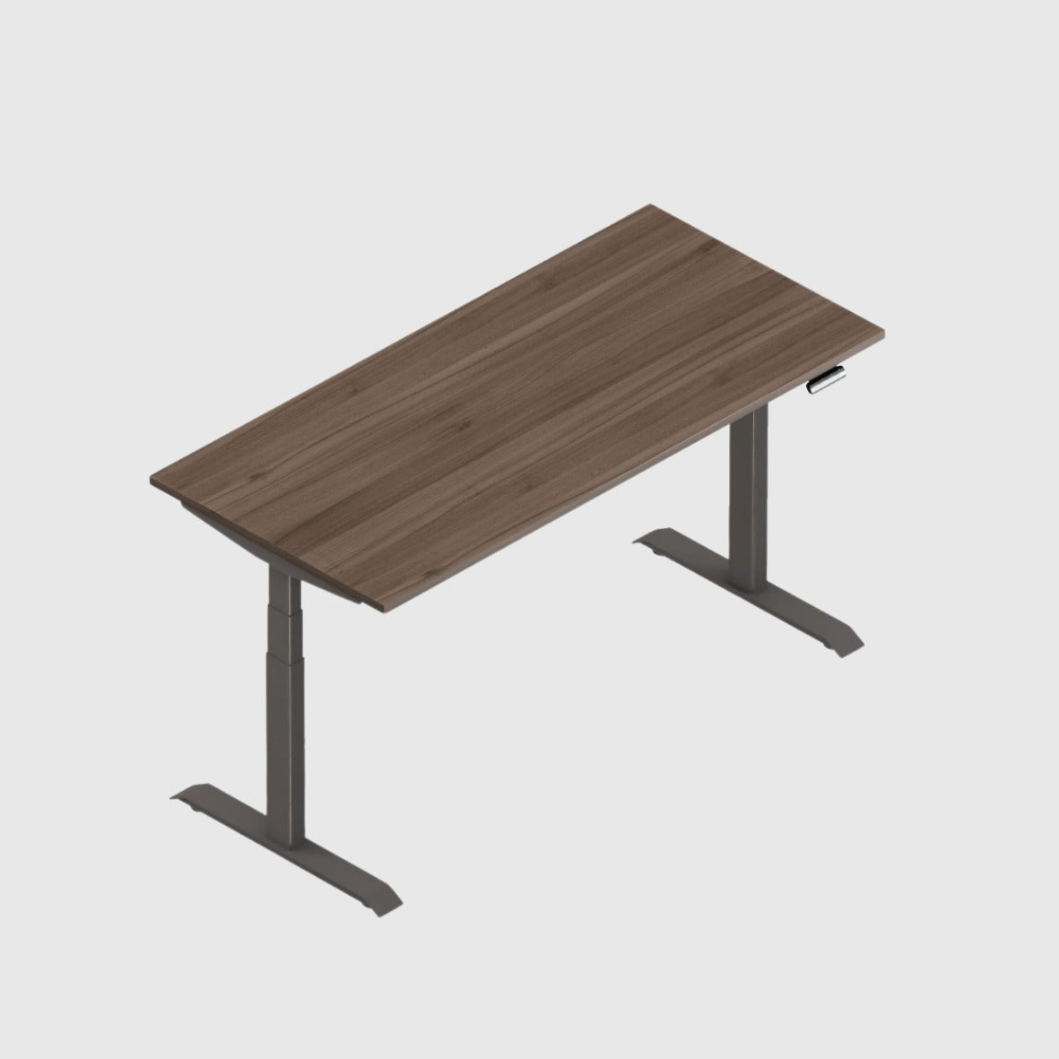 Ergonomic Height Adjustable Table Brown Tabletop with Brown Leg
