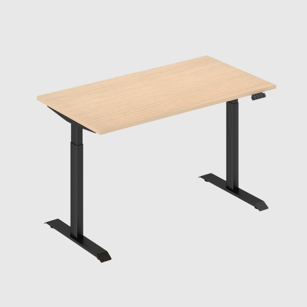 Ergonomic Height Adjustable Table Lightbrown Tabletop with Grey Leg