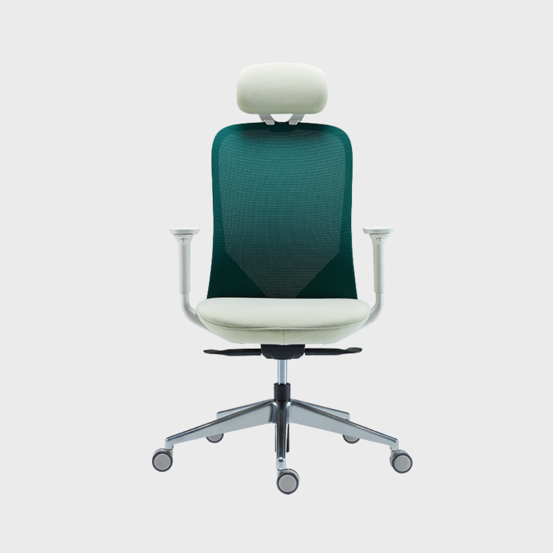 Ergonomic Fully Adjustable Office Chair with Headrest in Green