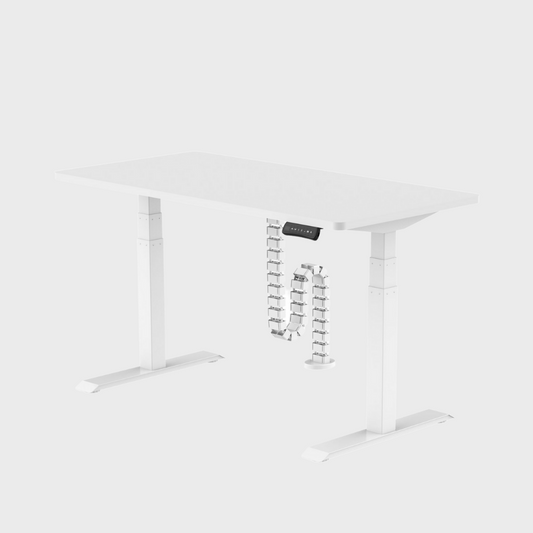 Height Adjustable Table with Durable Plastic Cable Management Spine in White