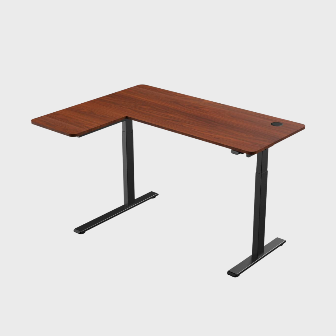 L-Shaped Ergonomic Height Adjustable Table in White