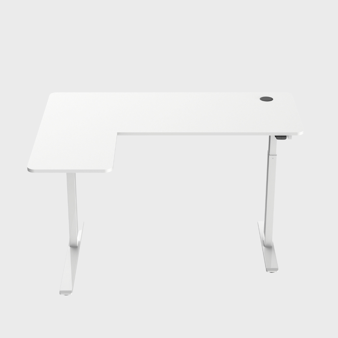 L-Shaped Ergonomic Height Adjustable Table in White