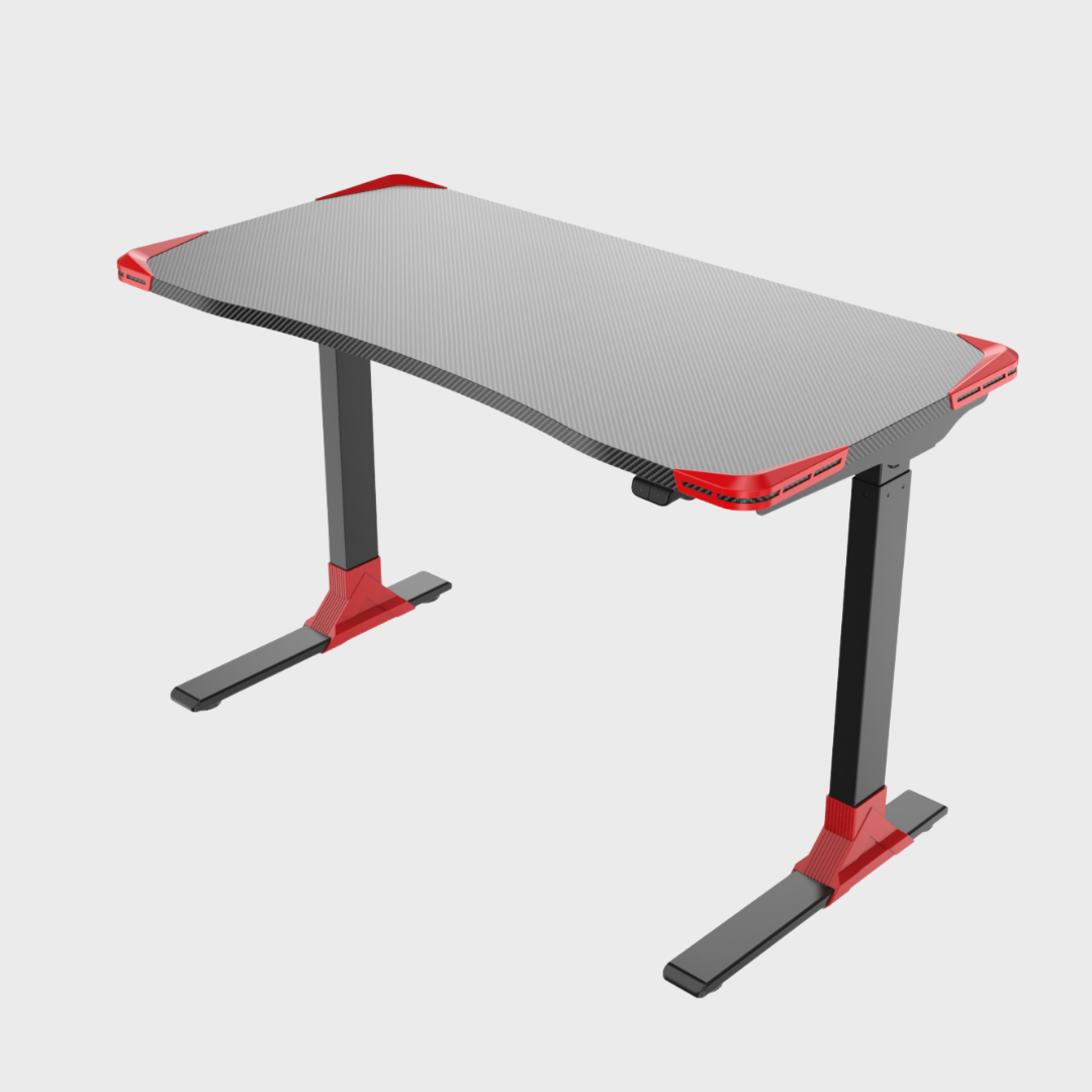 Carbon Fibre Ergonomic Gaming Desk in Red and Black