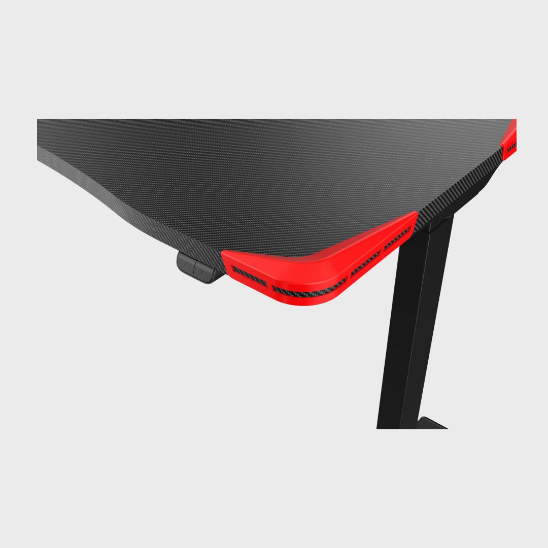 Carbon Fibre Ergonomic Gaming Desk in Red and Black