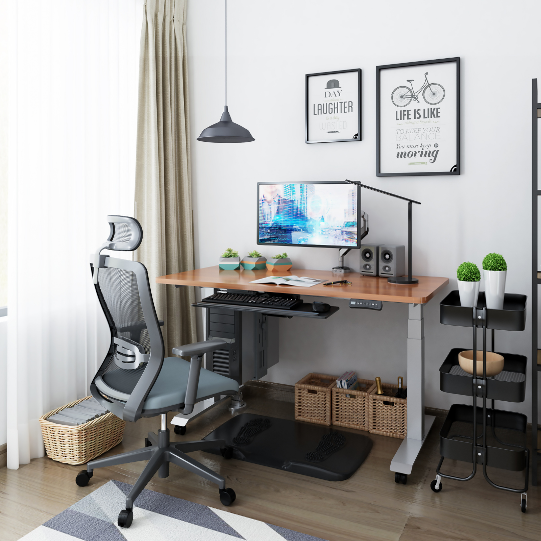 Brown Ergonomic Height Adjustable Desk at Home