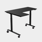 L-Shaped Ergonomic Height Adjustable Table in Black with Wheels