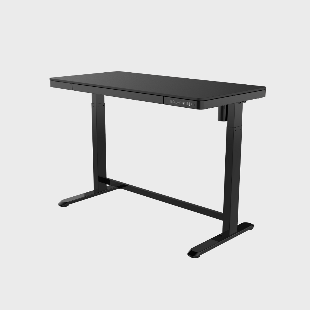 Ergonomic Height Adjustable Office Desk with storage drawer, USB ports and child lock in Black