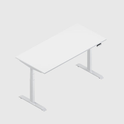 Ergonomic Height Adjustable Table White Tabletop with White Leg