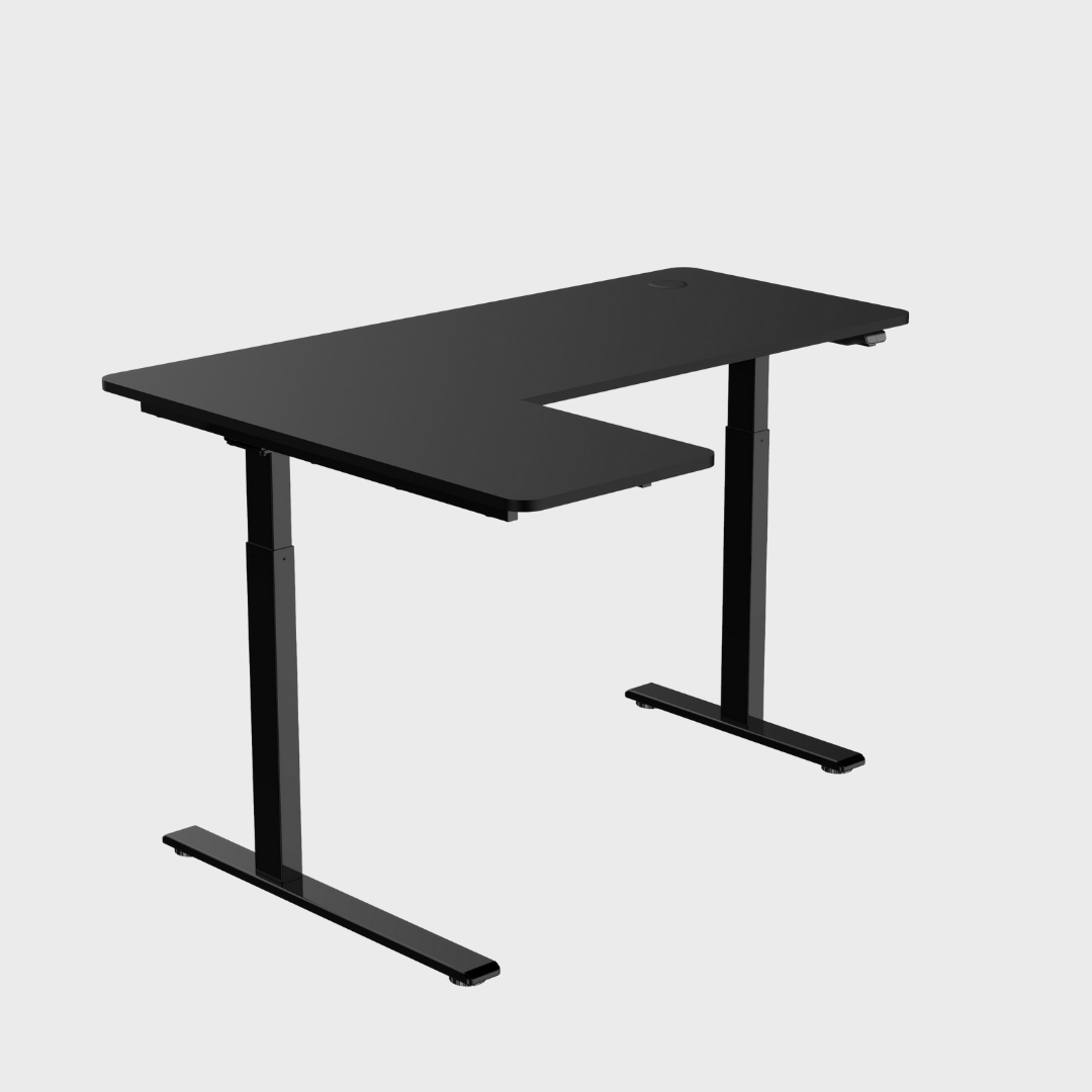 L-Shaped Ergonomic Height Adjustable Table in Black