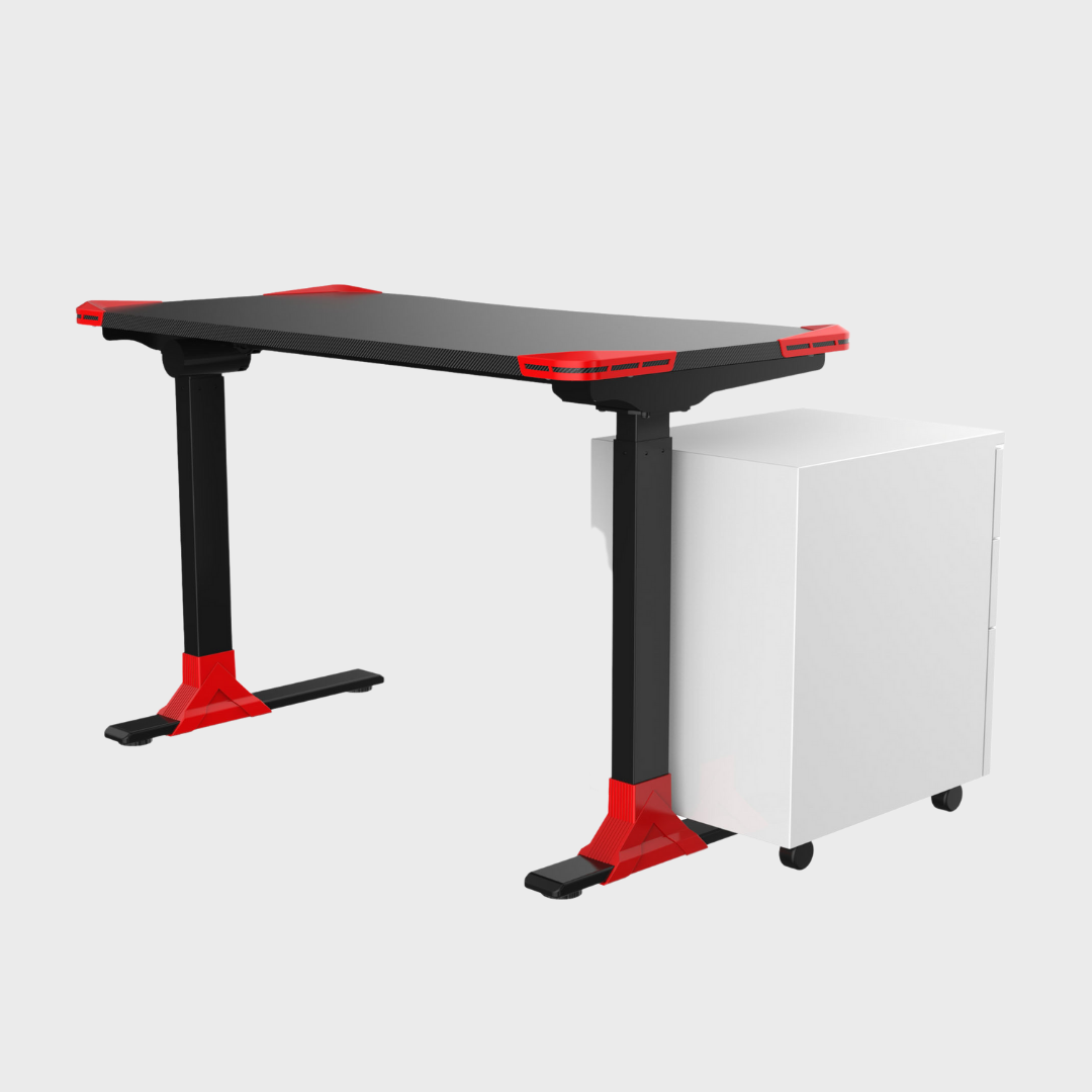 Carbon Fibre Ergonomic Gaming Desk in Red and Black